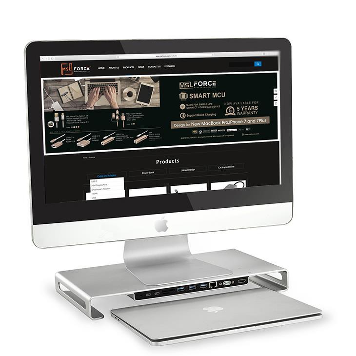 Laptop Riser USB Charging Ports Computer PC Monitor Stand