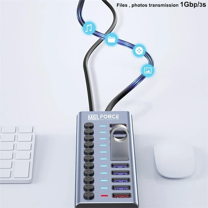 MSLFORCE 10端口USB3.0 HUB充电站