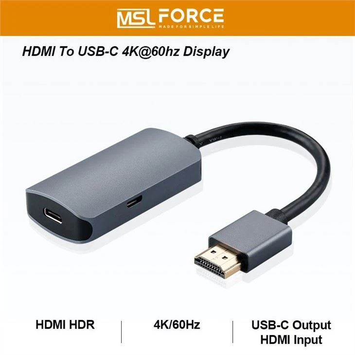 HDMI Male To USB C Female 4k60hz Adapter With Micro Usb Power