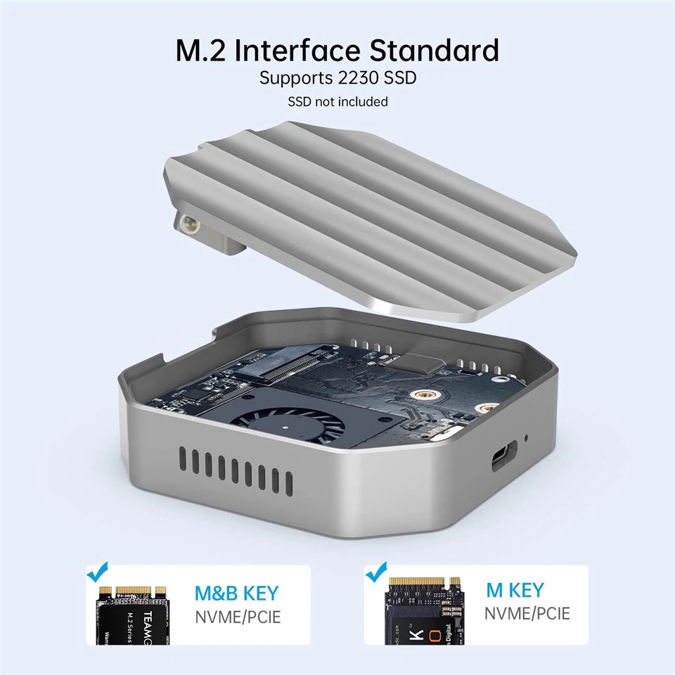 10Gbps USB C 3.2 Gen2 Aluminum M.2 NVMe SSD Enclosure Mini Szie