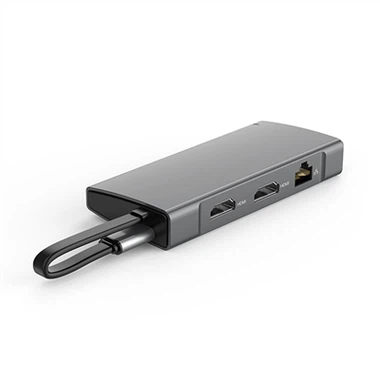 9 Port USB C HUB Dual HDMI Video Adapter