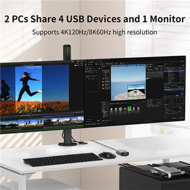 Dual DisplayPort Video Switch KVM With 4 USB