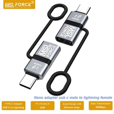 Lightning To USB-C PD 60W Rapid Charging Adapter With Smart Chip