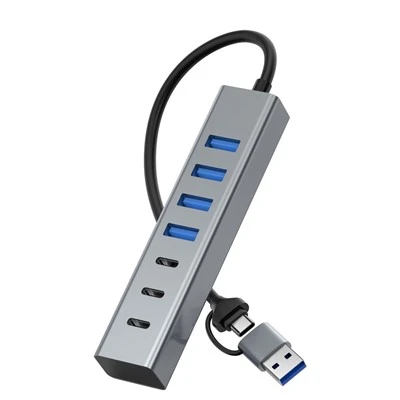 USB Hub 7Port With 3x USB C 3.0 And 4x USB A 3.0