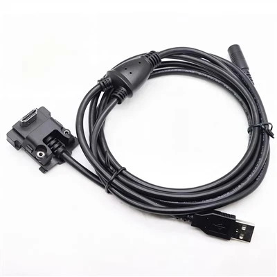USBAM To DC5.5*2.1 Female And HDMI19P Male Elbow 2 m Black