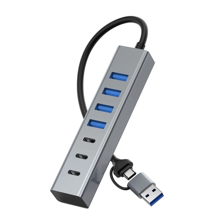 USB Hub 7Port With 3x USB C 3.0 And 4x USB A 3.0